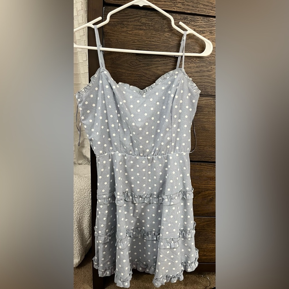 Denim polka dot dress